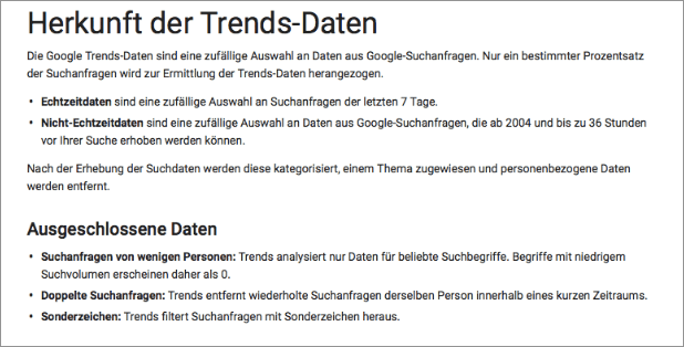 Google Trends Herkunft der Daten