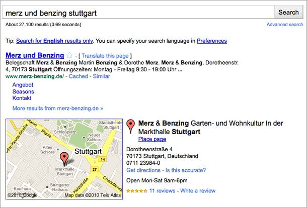Google Map Onebox im neuen Design Google Map Onebox im neuen Design