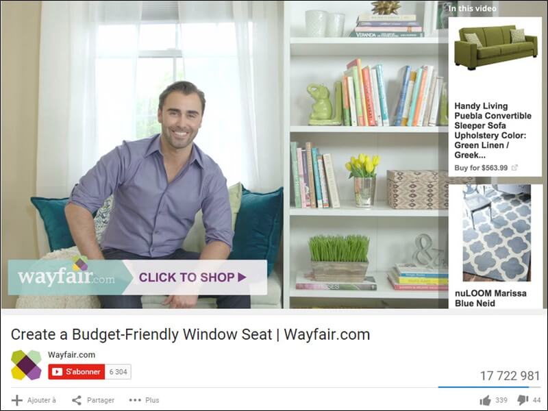 Google Shopping Infokarte in einem Video.