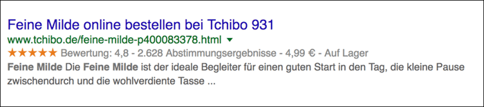 Beispiel Rich Snippet Schema Produkte.